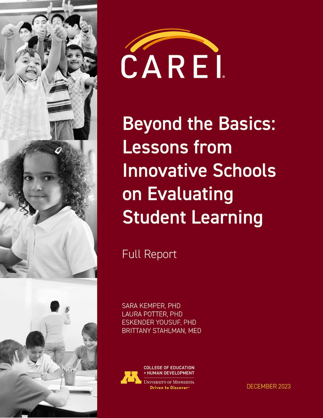 carei beyond the basics: lessons from innovative schools on evaluating student learning full report cover